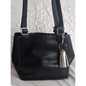 Vintage Coach Waverly 🖤Black Bucket Bag- Chrome Hardware Silver Charm Tassel